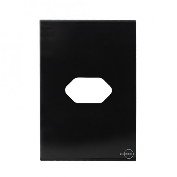 Placa p/ 1 Tomada Horizontal 4x2 - Novara Glass Preto Grafite Placa p/ 1 Tomada Horizontal 4x2 - Novara Glass Preto Grafite